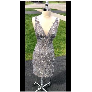 Scala Homecoming/ Cocktail Sequin Deep V Dress
